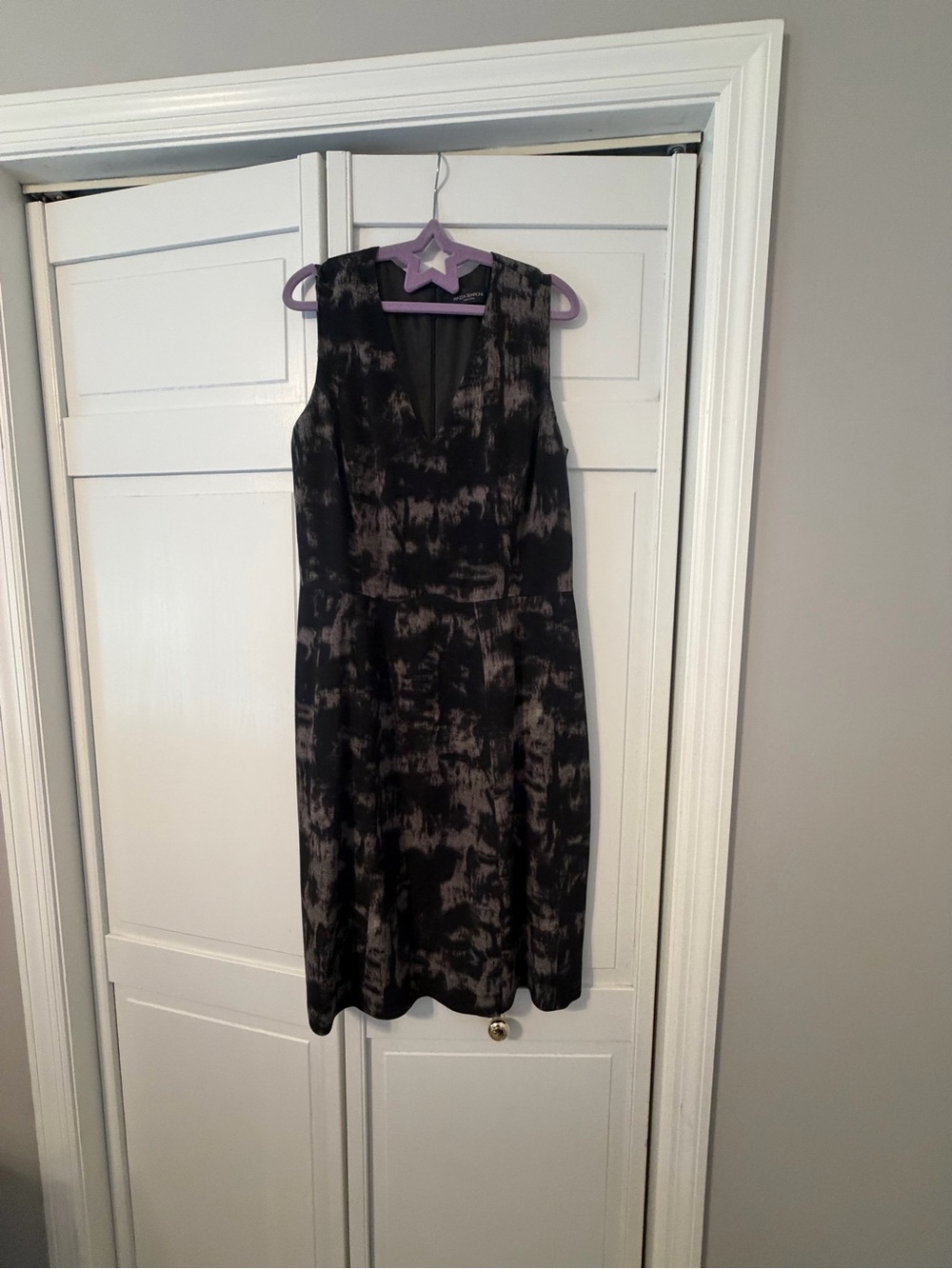 Piazza Sempione Black and Gray Abstract-Pattern Sleeveless Mini Dress